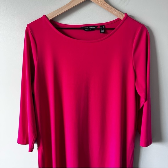Susan Graver Everyday Women's Dress Tunic Deep Pink Liquid Knit 3/4 Sleeve M - Picture 2 of 10